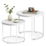 Table basse lot de 2 tables d'appoint rondes design loft 2 en 1 surface emboîtable résistante aux rayures, salon | 53cm et 43cm de large
