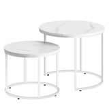 Table basse lot de 2 tables d'appoint rondes design loft 2 en 1 surface emboîtable résistante aux rayures, salon | 53cm et 43cm de large