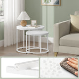Table basse lot de 2 tables d'appoint rondes design loft 2 en 1 surface emboîtable résistante aux rayures, salon | 53cm et 43cm de large