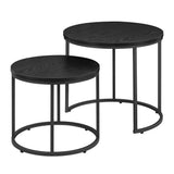 Table basse lot de 2 tables d'appoint rondes design loft 2 en 1 surface emboîtable résistante aux rayures, salon | 53cm et 43cm de large