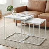 Table basse lot de 2 tables d'appoint rondes design loft 2 en 1 surface emboîtable résistante aux rayures, salon | 53cm et 43cm de large