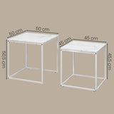Table basse lot de 2 tables d'appoint rondes design loft 2 en 1 surface emboîtable résistante aux rayures, salon | 53cm et 43cm de large