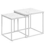 Table basse lot de 2 tables d'appoint rondes design loft 2 en 1 surface emboîtable résistante aux rayures, salon | 53cm et 43cm de large