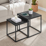 Table basse lot de 2 tables d'appoint rondes design loft 2 en 1 surface emboîtable résistante aux rayures, salon | 53cm et 43cm de large
