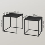 Table basse lot de 2 tables d'appoint rondes design loft 2 en 1 surface emboîtable résistante aux rayures, salon | 53cm et 43cm de large