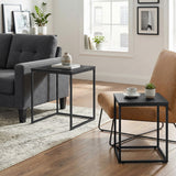 Table basse lot de 2 tables d'appoint rondes design loft 2 en 1 surface emboîtable résistante aux rayures, salon | 53cm et 43cm de large