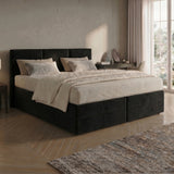 Home Collective Boxspringbett 160x200 180x200 200x200 Bett Doppelbett Polsterbett Bonnell H2 Matratze, gepolstertes Kopfteil | Microvelours