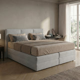 Home Collective Boxspringbett 160x200 180x200 200x200 Bett Doppelbett Polsterbett Bonnell H2 Matratze, gepolstertes Kopfteil | Microvelours