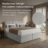 Home Collective Boxspringbett 160x200 180x200 200x200 Bett Doppelbett Polsterbett Bonnell H2 Matratze, gepolstertes Kopfteil | Microvelours