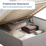 Home Collective Polsterbett 140x200 160x200 180x200 200x200 cm Doppelbett Bett ohne Kopfteil mit verstellbarem Lattenrost & Stauraum, wählbare Matratze (Ohne / H2 / H3) | Lederoptik Velours | Schlafzimmer Möbel