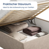 Home Collective Polsterbett 140x200 160x200 180x200 200x200 cm Doppelbett Bett ohne Kopfteil mit verstellbarem Lattenrost & Stauraum, wählbare Matratze (Ohne / H2 / H3) | Lederoptik Velours | Schlafzimmer Möbel