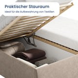 Home Collective Polsterbett 140x200 160x200 180x200 200x200 cm Doppelbett Bett ohne Kopfteil mit verstellbarem Lattenrost & Stauraum, wählbare Matratze (Ohne / H2 / H3) | Lederoptik Velours | Schlafzimmer Möbel