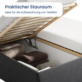 Home Collective Polsterbett 140x200 160x200 180x200 200x200 cm Doppelbett Bett ohne Kopfteil mit verstellbarem Lattenrost & Stauraum, wählbare Matratze (Ohne / H2 / H3) | Lederoptik Velours | Schlafzimmer Möbel