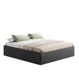 Home Collective Polsterbett 140x200 160x200 180x200 200x200 cm Doppelbett Bett ohne Kopfteil mit verstellbarem Lattenrost & Stauraum, wählbare Matratze (Ohne / H2 / H3) | Lederoptik Velours | Schlafzimmer Möbel