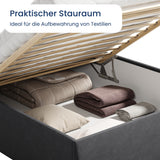 Home Collective Polsterbett 140x200 160x200 180x200 200x200 cm Doppelbett Bett ohne Kopfteil mit verstellbarem Lattenrost & Stauraum, wählbare Matratze (Ohne / H2 / H3) | Lederoptik Velours | Schlafzimmer Möbel