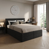 Home Collective Boxspringbett 160x200 180x200 200x200 Bett Doppelbett Polsterbett Bonnell H2 & Kaltschaum H3 Matratze, gepolstertes Kopfteil | VARDO-Stoff