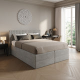 Home Collective Boxspringbett 160x200 180x200 200x200 Bett Doppelbett Polsterbett Bonnell H2 & Kaltschaum H3 Matratze, gepolstertes Kopfteil | VARDO-Stoff
