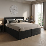 Home Collective Boxspringbett 160x200 180x200 200x200 Bett Doppelbett Polsterbett Bonnell H2 & Kaltschaum H3 Matratze, gepolstertes Kopfteil | VARDO-Stoff