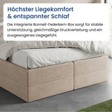 Home Collective Boxspringbett 160x200 180x200 200x200 Bett Doppelbett Polsterbett Bonnell H2 & Kaltschaum H3 Matratze, gepolstertes Kopfteil | VARDO-Stoff