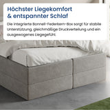 Home Collective Boxspringbett 160x200 180x200 200x200 Bett Doppelbett Polsterbett Bonnell H2 & Kaltschaum H3 Matratze, gepolstertes Kopfteil | VARDO-Stoff