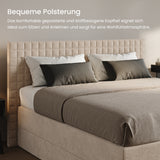 Home Collective Boxspringbett 160x200 180x200 200x200 Bett Doppelbett Polsterbett Bonnell H2 & Kaltschaum H3 Matratze, gepolstertes Kopfteil | VARDO-Stoff