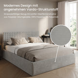 Home Collective Polsterbett 140x200 160x200 180x200 200x200 cm Doppelbett Bett mit einer Matratze Ihrer Wahl, mit verstellbarem Lattenrost & Stauraum | VARDO-Stoff