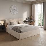 Home Collective Polsterbett 140x200 160x200 180x200 200x200 cm Doppelbett Bett mit einer Matratze Ihrer Wahl, mit verstellbarem Lattenrost & Stauraum | VARDO-Stoff