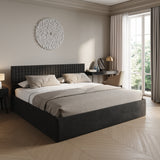 Home Collective Polsterbett 140x200 160x200 180x200 200x200 cm Doppelbett Bett mit einer Matratze Ihrer Wahl, mit verstellbarem Lattenrost & Stauraum | VARDO-Stoff