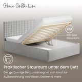 Home Collective Polsterbett 140x200 160x200 180x200 200x200 cm Doppelbett Bett mit einer Matratze Ihrer Wahl, mit verstellbarem Lattenrost & Stauraum | VARDO-Stoff