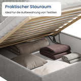 Home Collective Polsterbett 140x200 160x200 180x200 200x200 cm Doppelbett Bett mit einer Matratze Ihrer Wahl, mit verstellbarem Lattenrost & Stauraum | VARDO-Stoff
