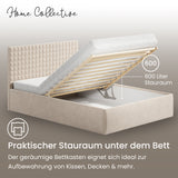 Home Collective Polsterbett 140x200 160x200 180x200 200x200 cm Doppelbett Bett mit einer Matratze Ihrer Wahl, mit verstellbarem Lattenrost & Stauraum | VARDO-Stoff