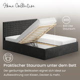 Home Collective Polsterbett 140x200 160x200 180x200 200x200 cm Doppelbett Bett mit einer Matratze Ihrer Wahl, mit verstellbarem Lattenrost & Stauraum | VARDO-Stoff