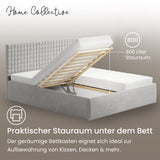 Home Collective Polsterbett 140x200 160x200 180x200 200x200 cm Doppelbett Bett mit einer Matratze Ihrer Wahl, mit verstellbarem Lattenrost & Stauraum | VARDO-Stoff