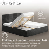 Home Collective Polsterbett 140x200 160x200 180x200 200x200 cm Doppelbett Bett mit einer Matratze Ihrer Wahl, mit verstellbarem Lattenrost & Stauraum | VARDO-Stoff