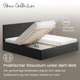 Home Collective Polsterbett 140x200 160x200 180x200 200x200 cm Doppelbett Bett mit einer Matratze Ihrer Wahl, mit verstellbarem Lattenrost & Stauraum | VARDO-Stoff