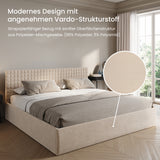 Home Collective Polsterbett 140x200 160x200 180x200 200x200 cm Doppelbett Bett mit einer Matratze Ihrer Wahl, mit verstellbarem Lattenrost & Stauraum | VARDO-Stoff