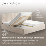 Home Collective Polsterbett 140x200 160x200 180x200 200x200 cm Doppelbett Bett mit einer Matratze Ihrer Wahl, mit verstellbarem Lattenrost & Stauraum | VARDO-Stoff