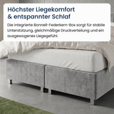 Home Collective Boxspringbett 160x200 180x200 200x200 Bett Doppelbett Polsterbett Bonnell H2 oder Kaltschaum H3 Matratze gepolstertes Kopfteil | Microvelours
