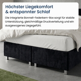 Home Collective Boxspringbett 160x200 180x200 200x200 Bett Doppelbett Polsterbett Bonnell H2 oder Kaltschaum H3 Matratze gepolstertes Kopfteil | Microvelours