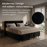 Home Collective Boxspringbett 160x200 180x200 200x200 Bett Doppelbett Polsterbett Bonnell H2 oder Kaltschaum H3 Matratze gepolstertes Kopfteil | Microvelours