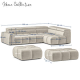 Home Collective Ecksofa Couch Sofa Wohnlandschaft Wohnzimmer 305x210 cm | weicher Stoff & Wellenfederung | verstellbare Kopfstützen | Ottomane links/rechts montierbar | Hocker wahlweise