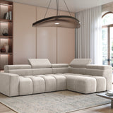 Home Collective Ecksofa Couch Sofa Wohnlandschaft Wohnzimmer 305x210 cm | weicher Stoff & Wellenfederung | verstellbare Kopfstützen | Ottomane links/rechts montierbar | Hocker wahlweise