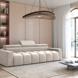 Home Collective Ecksofa Couch Sofa Wohnlandschaft Wohnzimmer 305x210 cm | weicher Stoff & Wellenfederung | verstellbare Kopfstützen | Ottomane links/rechts montierbar | Hocker wahlweise
