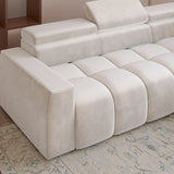 Home Collective Ecksofa Couch Sofa Wohnlandschaft Wohnzimmer 305x210 cm | weicher Stoff & Wellenfederung | verstellbare Kopfstützen | Ottomane links/rechts montierbar | Hocker wahlweise
