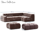Home Collective Ecksofa Couch Sofa Wohnlandschaft Wohnzimmer 305x210 cm | weicher Stoff & Wellenfederung | verstellbare Kopfstützen | Ottomane links/rechts montierbar | Hocker wahlweise