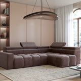Home Collective Ecksofa Couch Sofa Wohnlandschaft Wohnzimmer 305x210 cm | weicher Stoff & Wellenfederung | verstellbare Kopfstützen | Ottomane links/rechts montierbar | Hocker wahlweise