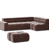 Home Collective Ecksofa Couch Sofa Wohnlandschaft Wohnzimmer 305x210 cm | weicher Stoff & Wellenfederung | verstellbare Kopfstützen | Ottomane links/rechts montierbar | Hocker wahlweise