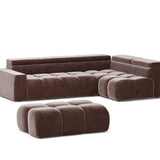 Home Collective Ecksofa Couch Sofa Wohnlandschaft Wohnzimmer 305x210 cm | weicher Stoff & Wellenfederung | verstellbare Kopfstützen | Ottomane links/rechts montierbar | Hocker wahlweise