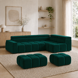 Home Collective Ecksofa Couch Sofa Wohnlandschaft Wohnzimmer 305x210 cm | weicher Stoff & Wellenfederung | verstellbare Kopfstützen | Ottomane links/rechts montierbar | Hocker wahlweise