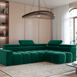 Home Collective Ecksofa Couch Sofa Wohnlandschaft Wohnzimmer 305x210 cm | weicher Stoff & Wellenfederung | verstellbare Kopfstützen | Ottomane links/rechts montierbar | Hocker wahlweise